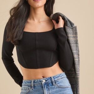 Altar’d State Fitted Cropped Corset Sweater Top Small P2